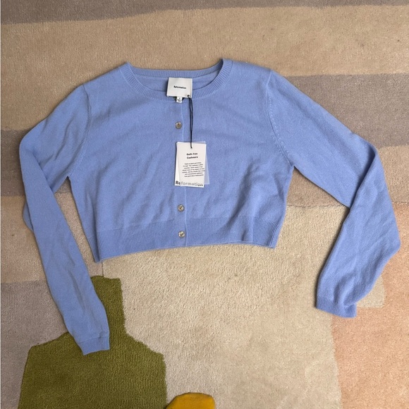 NWT Reformation Janie Cashmere Crew Cardigan- small, Ice Water - Picture 3 of 4